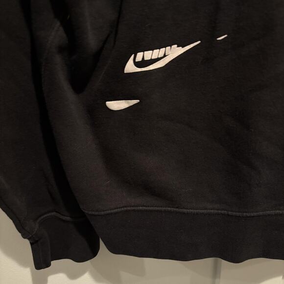 Nike Hoodie Mens Small Black Blue Swoosh Logo DM6873-010 Embroidered Pullover - Picture 11 of 16